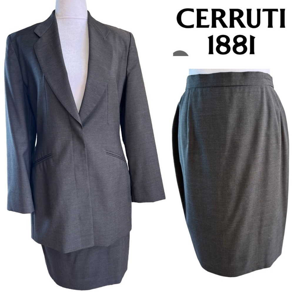 Vintage Cerruti 1881 Tuxedo Lightweight Virgin Wool Jacket Matching Skirt Size 6